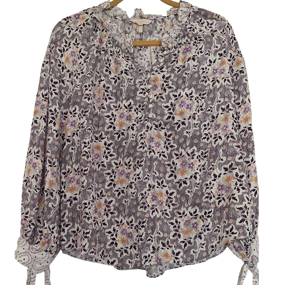 Rebecca Taylor Women's Blouse 10 Multicolor Viscose Silk Basic